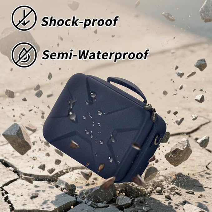 Comecase Hard Camera Case for Canon EOS Rebel T7 R50 R100 R10 R5 R6 R8 Mark II, DSLR Mirrorless Camera Bag with 6 Slots &Adjustable Divider for Lens and Accessories, Travel Storage, Dark Blue