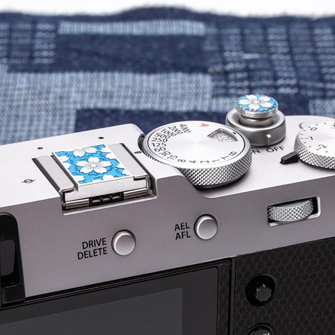 Camera Metal Hot Shoe Cover Shutter Buttons for FUJIFILM X100VI X100V XPro3 XPro2 XPro1 X-T4 X-T3 X-T50 X-T30 for NikonZF Z5 Z6 for Canon (Blue-Set)