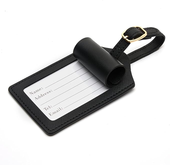 2 Pcs Initial Monogrammed PU Leather Luggage Tags Embroidered for Suitcases, Travel, Baggage Bags (W)