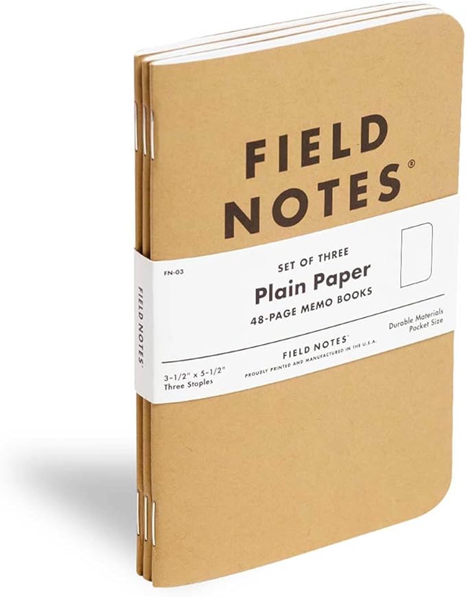 Field Notes: Original Kraft 3-Pack - Plain Paper Memo Books - Blank 48 Page Pocket Notebooks - 3.5" x 5.5"
