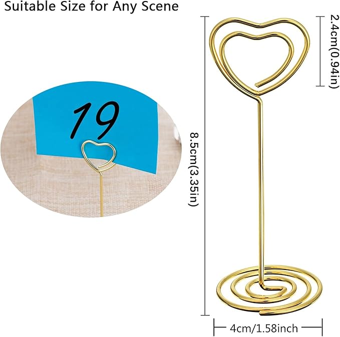 Table Number Holder – YQBOOM 20 Pack 3.35inch Wedding Table Name Card Holder Round Shape Craft Wire Clip Note Photo Memo Stand – Gold