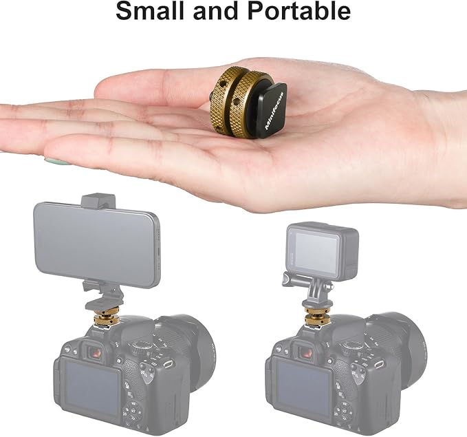 MINIFOCUS 4 Packs Camera Hot Shoe Mount Adapter, Double Nut with 1/4" and 3/8" Aluminum Alloy Tripod Screw Flash Shoe Mount for LED Monitors, Microphone, DSLR Field Monitor
