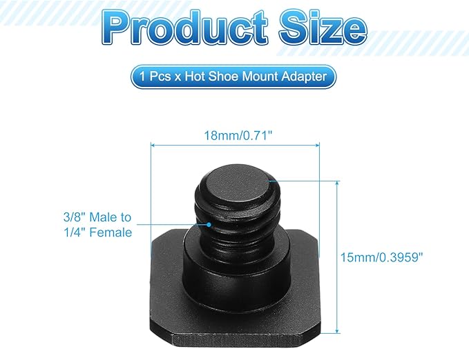 PATIKIL Hot Shoe Adapter 3/8" Male to 1/4" Female, 1 Pcs Hot Shoe Mount Adapter Camera Mount Screw Camera Video Light Converter for Microphone Holder Accessories 0.59x0.71x0.71 Inch