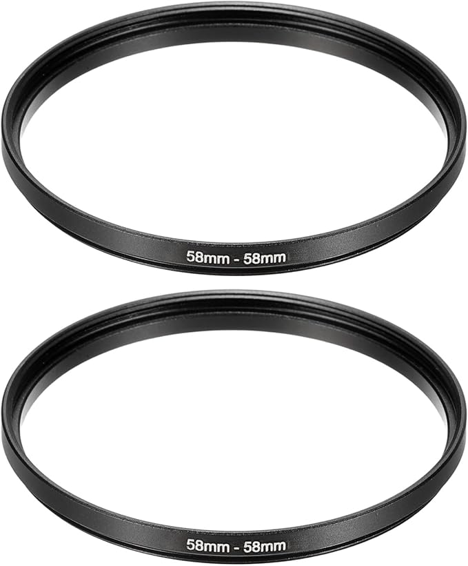 PATIKIL Step Down Ring Adapter 58mm to 58mm, 2 Pcs Filter Step-Down Rings Camera Lens Filters Metal Ring Digital for ND IR DSLR Lenses, Black