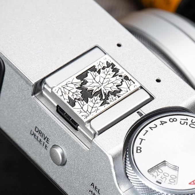 DBZZ Leaf Camera hot Shoe Cover and Camera Shutter Button for Nikon zf for Fujifilm X-T5 X-T4 X-T3 X-T30 II X-T20 X100VI X100V X100 X-PRO3 X-PRO2 X-S20 X-S10 (Aluminium Leaves Cover)