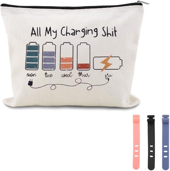 Small Charging Pouch for Travel Cord Storage Organizer Pouch Bags Silicone Reusable Data Cable Ties Earphone Holder Bag Plug Charger Case Bag Camping Charge Pouch Charger Electronic Gift Bags for Cord