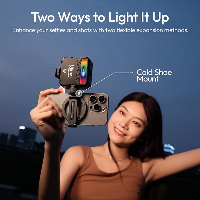 ULANZI Magnetic Phone Tripod Mount for MagSafe, Aluminum Camera Phone Holder with 1/4" Screw & Cold Shoe,Carabiner Design, Compatible with iPhone 17/16/15/14/13/12 Series