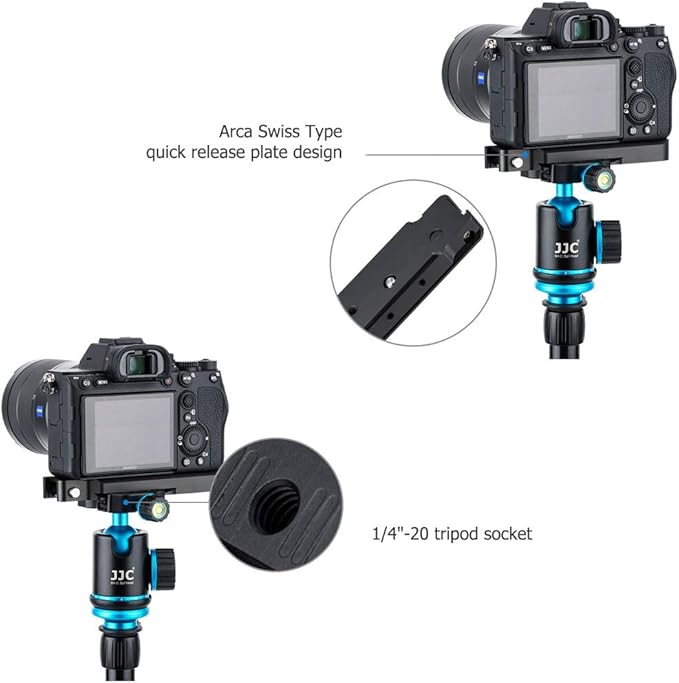 JJC GP-X1EM Grip Extension Metal Bracket for Sony A7V A7 V A7IV A7 IV A7III A7II A7RV A7R5 A7RIV A7R III II A7SIII A9II A9 A1, Arca Swiss Quick Release Base with 1/4"-20 Tripod Hole & Cold Shoe Mount
