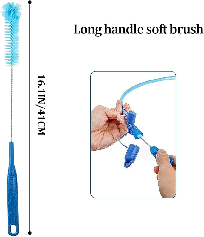 Feekoon Reservoirs Backpack Accessories Hydration Bladder Cleaning Kit with Flexible Long Brush for Hose, Small Bite Valve and Big Brush, Drying Collapsible Bladder Frame, Carrying Pouch