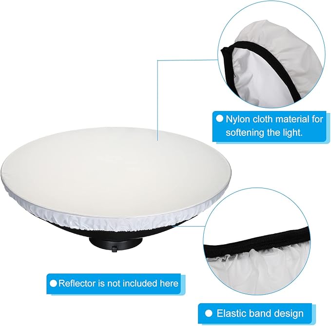 PATIKIL 22" 55cm Soft Diffuser Lamp Cover, Cloth Diffuser Strobe Reflector Lamp Sock for Flash Light Dish Photography Studio, White