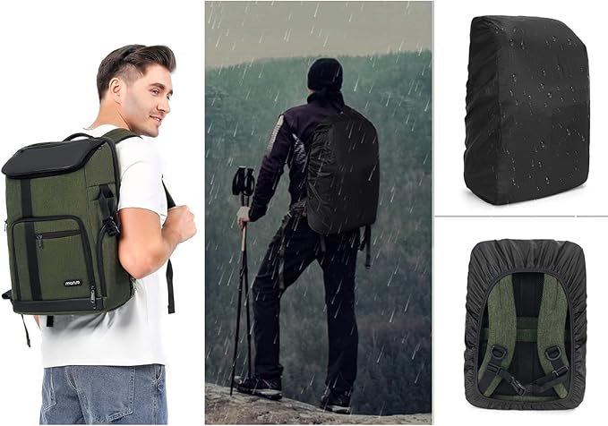 MOSISO Camera Backpack, DSLR/SLR/Mirrorless Large Men/Women Photography Camera Bag Case with 17.3 inch Laptop Compartment&Tripod Holder&Rain Cover Compatible with Canon/Nikon/Fuji/Laptop, Olive Green