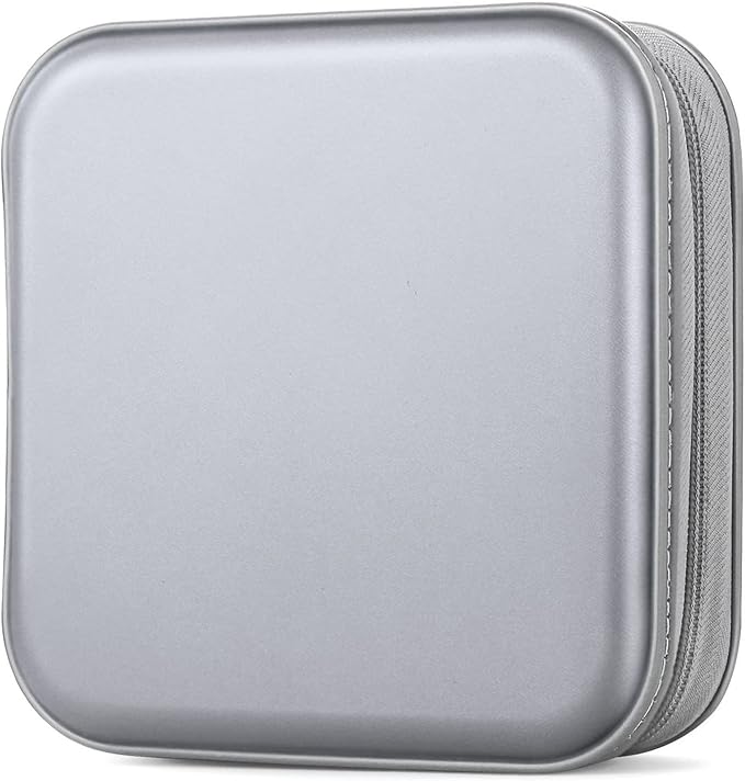 Bivisen CD Case, DVD Case Wallet Holder Binder 48 Capacity CD/DVD Cases Storage Holder Binder Organizer Wallet Book for Car Home Travel (Silver)