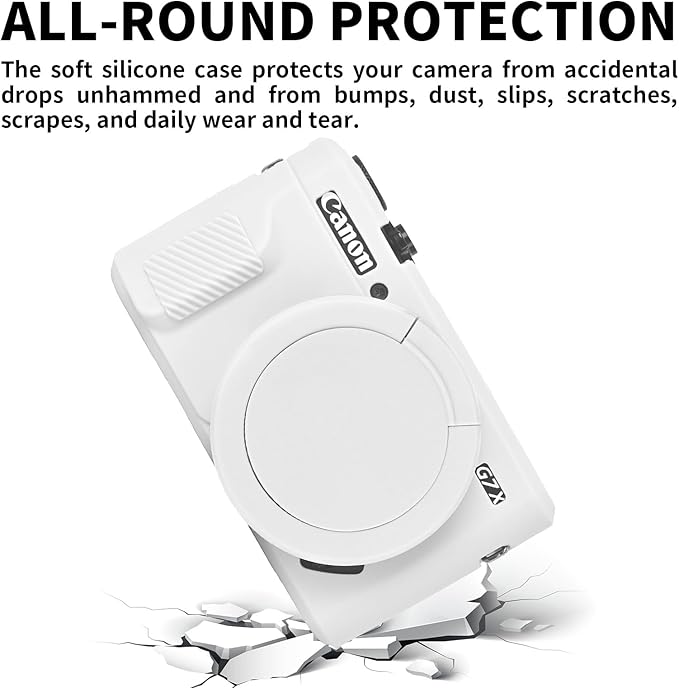 Easy Hood G7X Mark II Case, Protective Case for Canon Powershot G7X Mark II Digital Camera, Removable Lens Cover Silicone Sleeve Soft Camera Cover Rubber Protective Body Skin - White