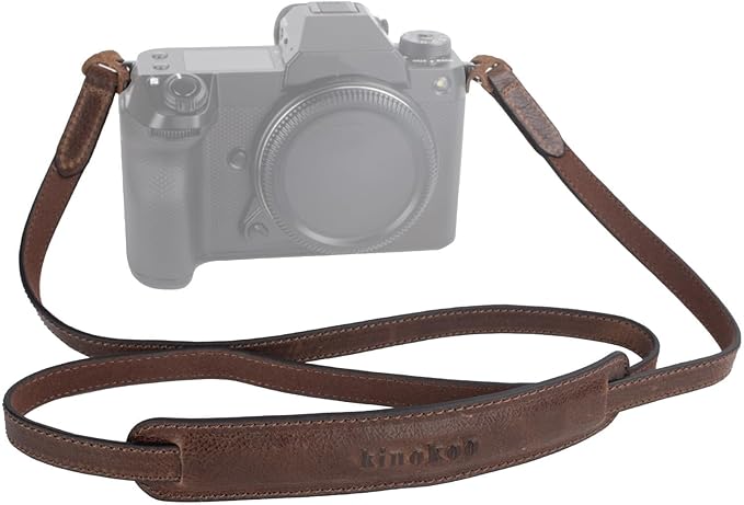 MUZIRI KIINOKOO Genuine Leather Camera Neck Shoulder Strap - Vintage Leather Shoulder Strap for Most of Digital Cameras