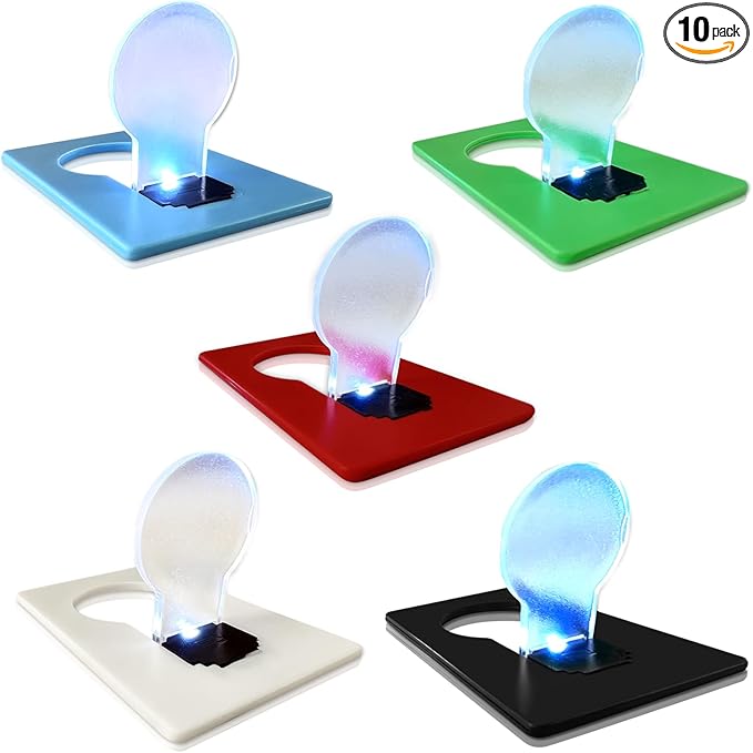 Credit Card Lights, Mini Portable Led Pocket Lamps Light Foldable Wallet Purse Lamps for Christmas Gift Party Favors, 10 pcs Multicolor Card White Color Light