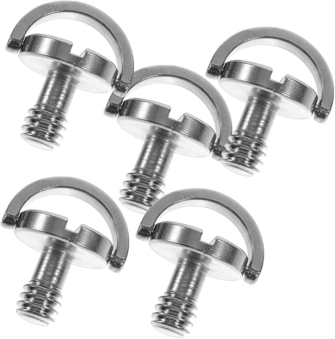 Gadpiparty 5Pcs D Ring Tripod Screws Camera Mounting Replacement Screws Quick Release Fixing for Tripods Monopods and Camera Accessories Nickel Plated Iron Construction