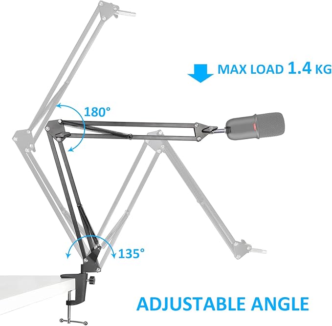 SoloCast Boom Arm Mic Stand, Adjustable Suspension Boom Scissor Arm Stand Compatible with HyperX SoloCast 2 & 1 Gaming Microphone by SUNMON