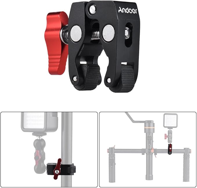 Andoer 2-Pack Crab Pliers Clip Super Clamp 1/4 & 3/8 Threaded for DSLR Rig LCD Monitor Studio Light Camera Magic Arm Photo Studio Accessory