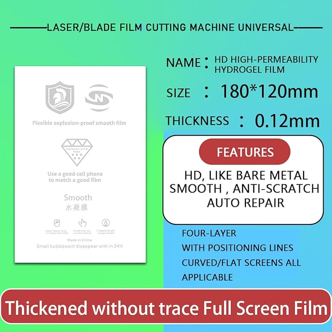 50pcs HD hydrogel film; Mobile phone protective film,LCD display clear protective film; universal screen protector for cutting machine; 7 inch TPU flexible protective cutting film