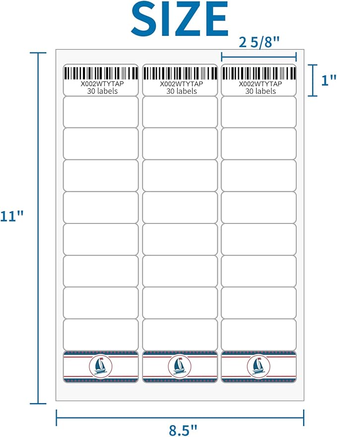 [2000 Sheets 60000 Labels] BESTIKER Address Labels 1” x 2-5/8” Shipping Mailing Labels 30 per Page Printable FBA Barcode Label, Laser & Inkjet Printer Labels 30up White