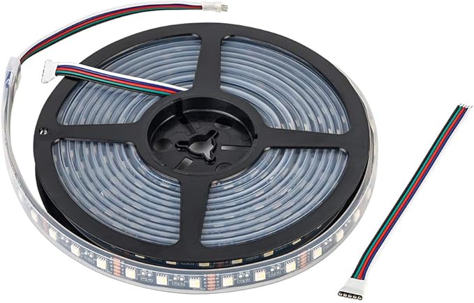 BTF-LIGHTING 5050 RGBW RGB+Cool White(6000K-7000K) 4 Colors in 1 LED Tape Light DC12V 5m 16.4ft 60LED/m Multi-Colored IP67 Black 14mm PCB for Bedroom Kitchen Home Decoration(No Adapter or Controller)