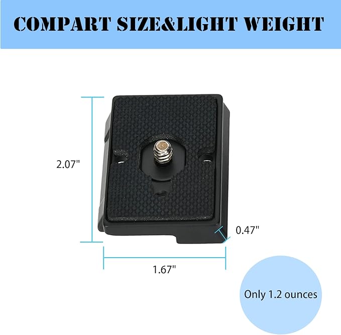 323 Quick Release Plate 1/4" Screw Tripod Camera Compatible for Manfrotto 200pl-14 RC2 Camera Tripod Ball Head 2PCS,Black