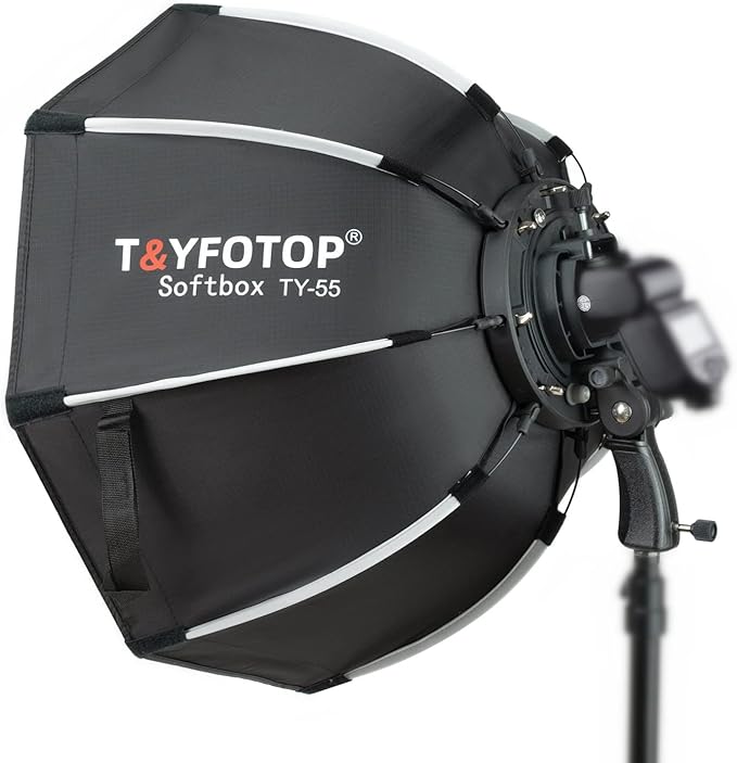 T&YFOTOP 26 inches/65 Centimeters Octagonal Softbox with S-Type Bracket Mount, Carrying Case Compatible with Camera Flash Speedlites TT560 NW561 NW565 NW625 NW635 NW670 750II, etc (65cm softbox)