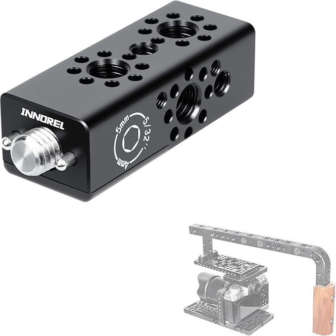 INNOREL CB2 CNC Aluminum Alloy Multi-Function Cheese Handle, Cheese Grip Extension Bar, Featuring 3/8" and 1/4" Arri Locating Holes for Camera Cage Frames, DIY Video Rigs, Any 3/8" Threaded Point