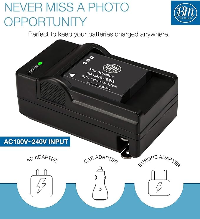 BM Premium LB-012 Battery and Battery Charger for Kodak KLIC-7006, PIXPRO FZ55, FZ55-BK, FZ53 Cameras