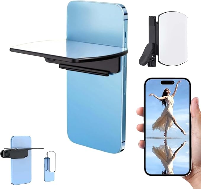 Smartphone Camera Mirror Reflection Clip Kit-Mirror Effect Lens HD Glass Phone Shooting Reflection Mirror for Outdoor Travel Photography,Black