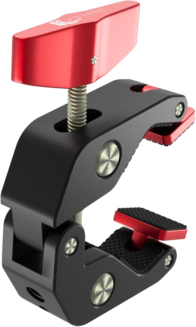 REFLEX CAMERA Super Clamp With 1/4" and 3/8" Threaded Holes for Mounting Cameras, Lights, Umbrellas, Hooks, Shelves, Plate Glass, Cross Bars, compatible with Magic Arm and more...