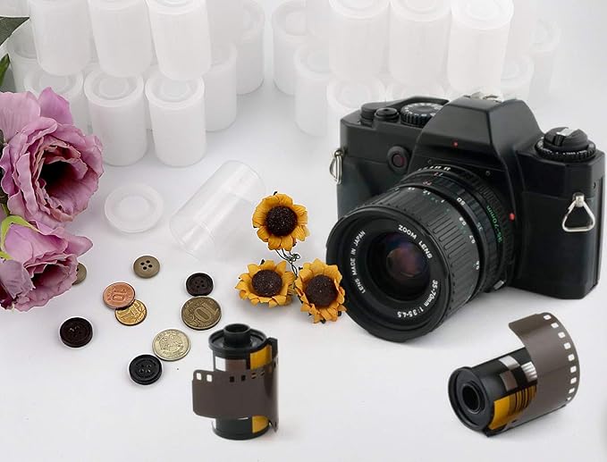 72 pieces Film Canisters ,35MM Empty Camera Reel Containers, for Rockets, 8 OZ, 2" H, 1" W, Plastic, Films Developing Processing Tube, Roll Case, Small Accessories, Storage (Transparent)
