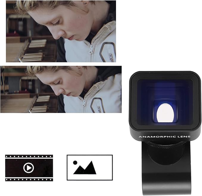 Anamorphic Lens, 1.33X Wide Screen Anamorphic Lens, Phone Cinematic Filmmaking Lens for Smartphones