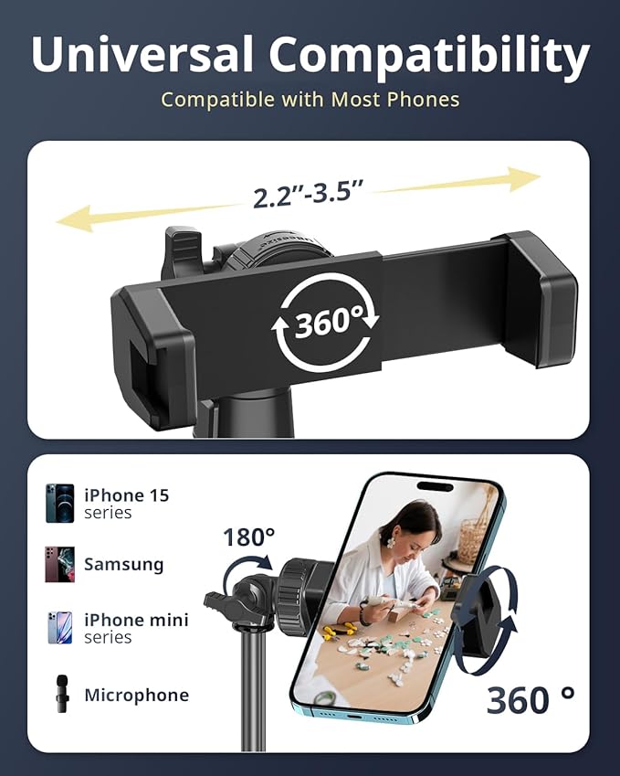 UBeesize 12'' Selfie Ring Light with 62’’ Tripod Stand for Video Recording, Live Streaming(YouTube, Instagram, TIK Tok), Compatible with Phones, Cameras and Webcams