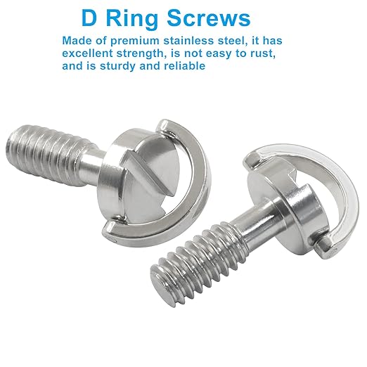 Piutouyar 1/4"-20 Thread Stainless Steel D Ring Screw, D Shaft Quick Release Plate Mounting Screw Camera Fixing Screws
