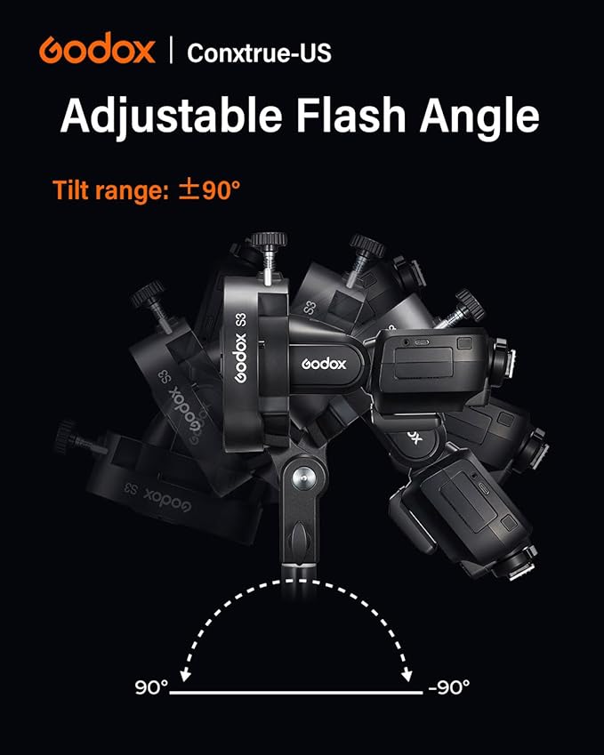 Godox S3 Speedlite Bracket for Bowens Mount, 2025 Upgraded S2 S-Type Version, Smaller & Lighter Flash Holder for Reflector, Snoot, Umbrella and Softbox