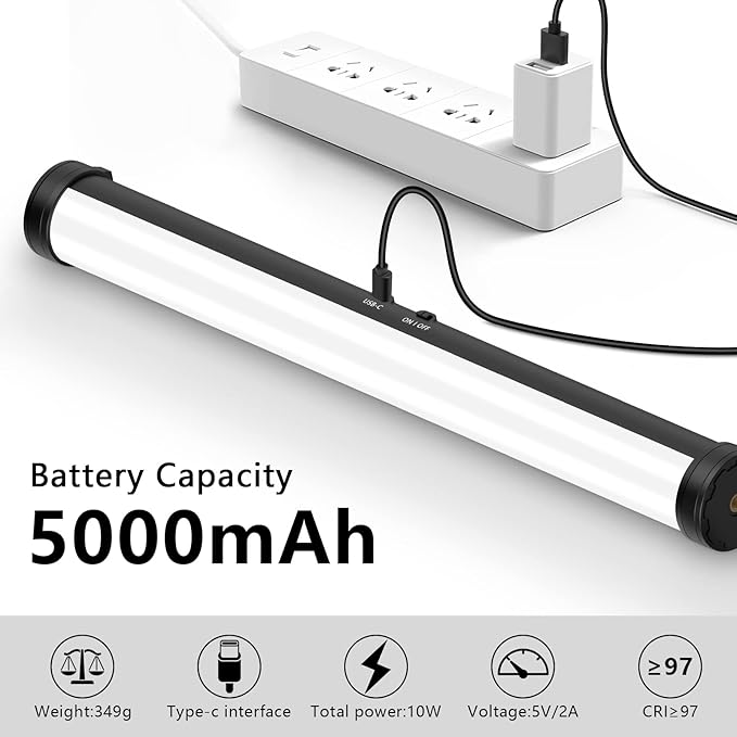 RGB Led Video Light Stick Wand, Obeamiu 2600-9600K Portable Studio Photography Lighting, 5000mAh Rechargeable Battery, 21 Lights Effects for YouTube, Painting, Vlog, Live Streaming, Self Broadcasting