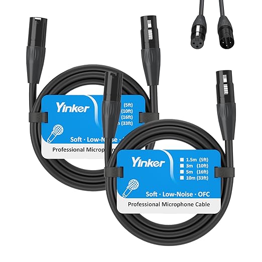 XLR Cables 2 Pack - 5FT XLR Male to Female Microphone Cable, Mic Cord Cable with Oxygen-Free Copper(OFC)