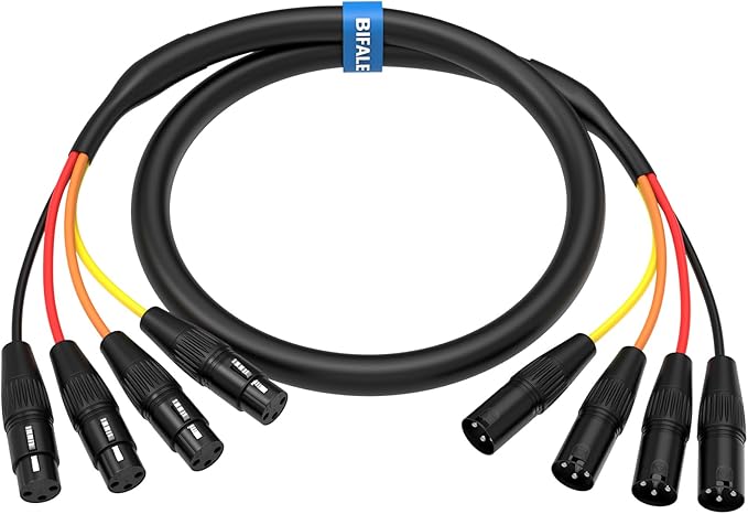 BIFALE 4-Channel XLR Snake Cable - 6.6FT, Male to Female, Balanced Audio for Live & Recording