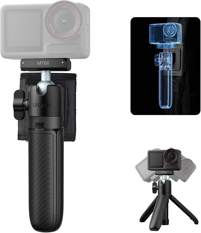 ULANZI MT66 Magnetic Mini Extension Rod Tripod for DJI Osmo Action 5 Pro/4/3/Osmo 360, with Backpack Velcro Strap for Vlog Video Recording, Multi-Modes Backpack Clip/Selfie Stick/Handle Grip