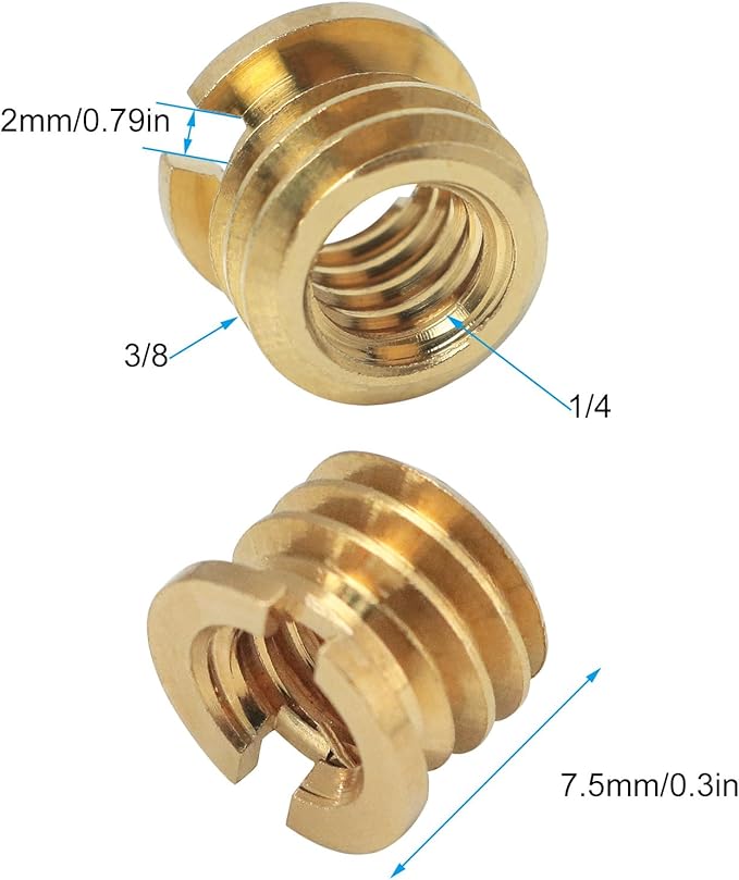 6PCS DSLR Camera Photography Tripod Ball Head Adapter Screw 1/4 to 3/8 Brass Reducer Nut