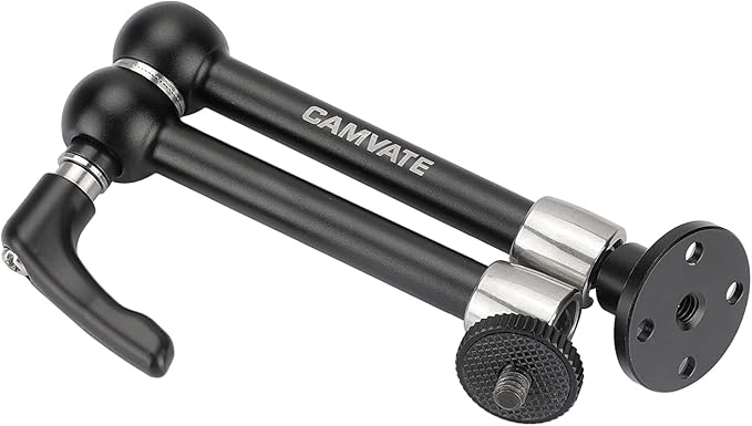 CAMVATE 11" Magic Arm with 1/4" Ball Heads & Strengthened Central Lock Knob + Circular Wall Mount Base - 2876