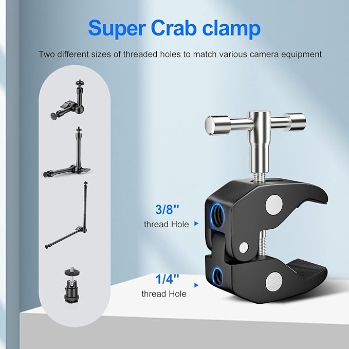 EMART 22inch Articulating Magic Arm Camera Mount with Super Clamp, Friction Power Adjustable Camera Mounts & Clamps with Magicarm and Cold Shoe for Photography/Videography/Webcam/Flash Light