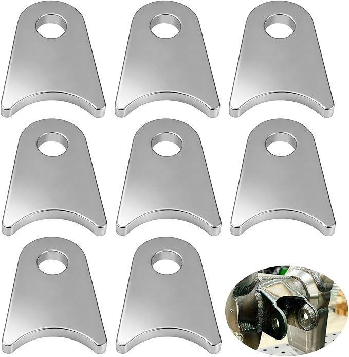 8 Pcs Weld on Tabs, Steel Shock Tab Mounts, Fits for 1.5" to 1.8" Axle Pack, 2-3/8" H, 1-3/4" W, 1/4" Thick, Heavy Duty Steel Mounting Brackets, Universal Weld on Tabs Axle Mount, with a 1/2" Hole