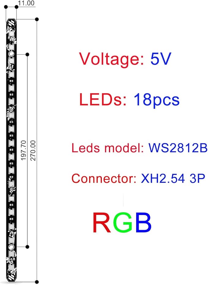 2pcs 270mm Full Color RGB Hard Light Strip Daylight On a Stick XXL PCB Kits 5V Lamp Bar WS2812B Marquee LED Compatible with Voron 2.4 / Trident 3D Printer Accessories