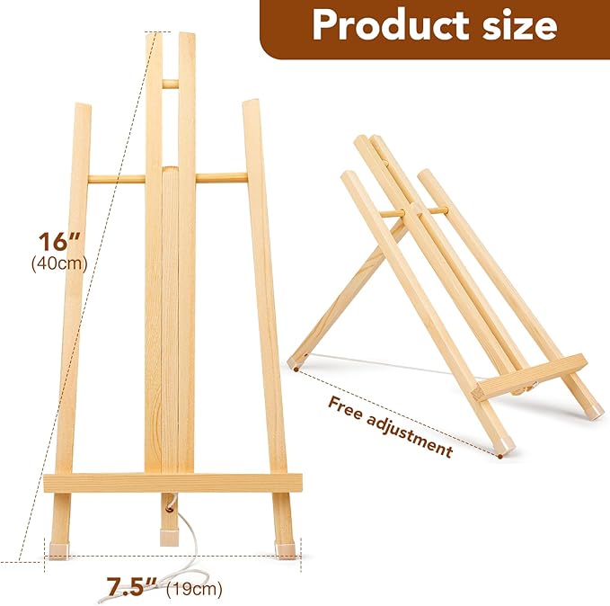 AROIC 16-Pack Tabletop Wood Easel Stands for Photo & Canvas Display