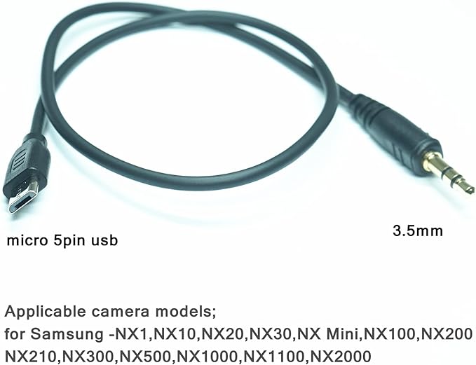 (SR2NX2) 3.5 mm - Micro USB is Suitable for The Samsung Camera Shutter Release Cable NX1,NX10,NX20,NX30,NX Mini,NX100,NX200,NX210,NX300,NX500,NX1000,NX1100,NX2000 (3.5mm-Micro Cable)