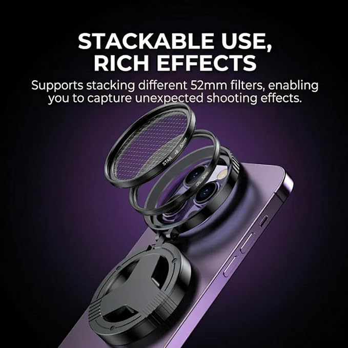 Anti-Glare Magnetic Phone Filter, Magnetic CPL Filter for Phone, Foldable Portable Lens Attachment, Rotatable Filter Lens Compatible, Clear Photos Through Glass, with Storage Bag (2PCS)