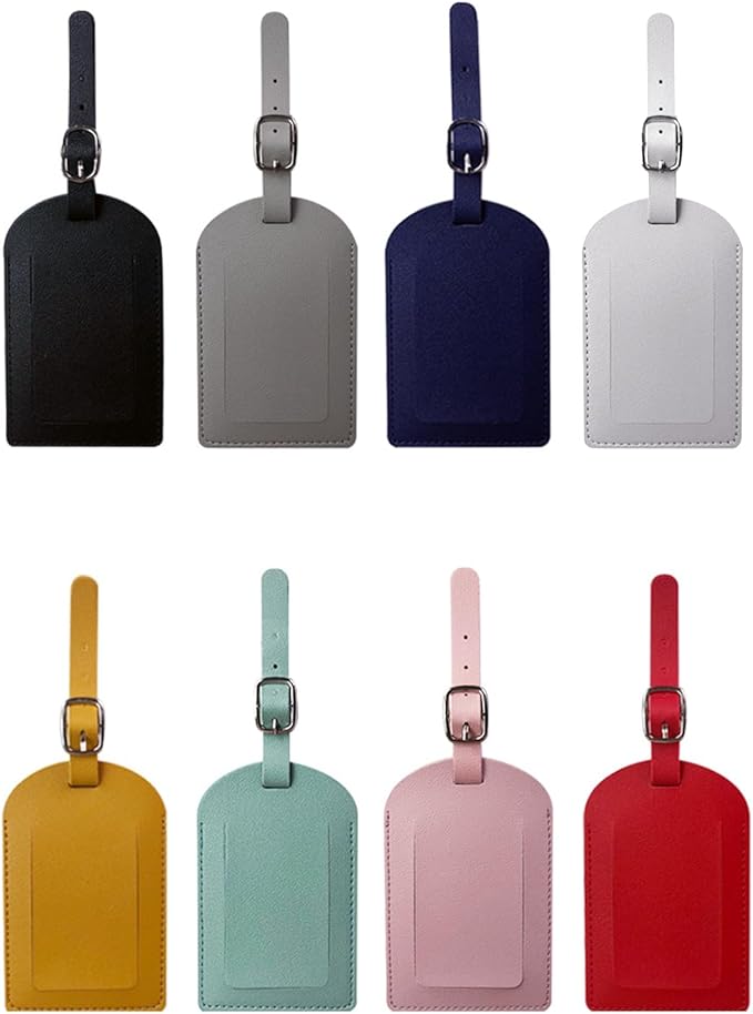 8 PCS Luggage Tags Faux Leather for Suitcases Travel，Bag Labels with Protection，Leather Luggage Tag，Luggage Tags for Suitcases TSA Approved，Applicable with All Kinds of Luggage Bags