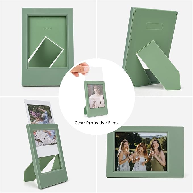 HIYQIN 8 Pack 2x3 Mini Photo Frames for for Fuji Instax Mini 3 inch Picture/Polaroid 3-Inch Films - for Desktop Display Small Wallet Size Picture frame with Clear Protective Covers - Green